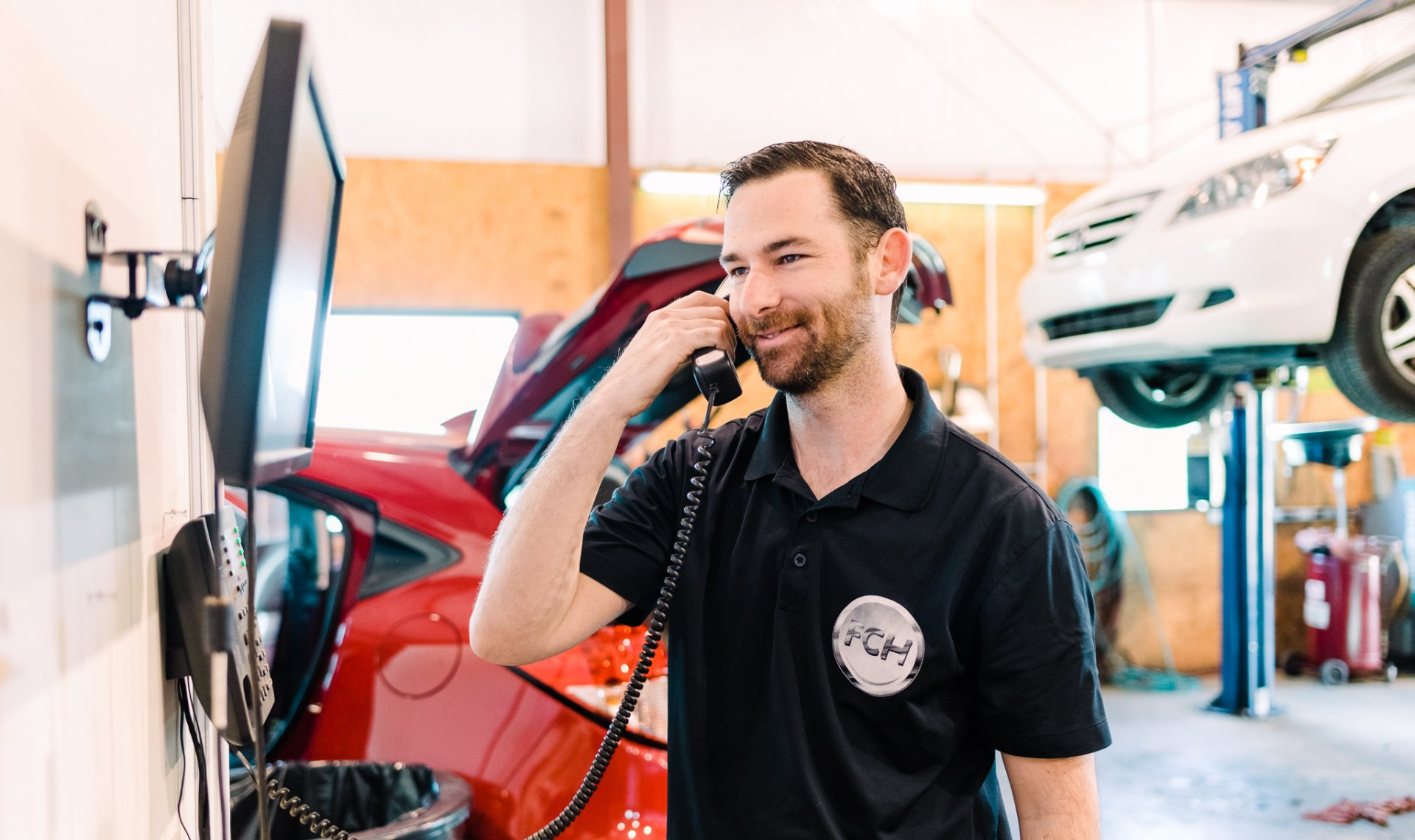 First Class HALT technician working on vehicle SRS components