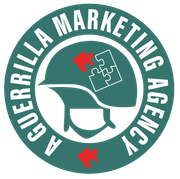 A green logo for a guerrilla marketing agency
