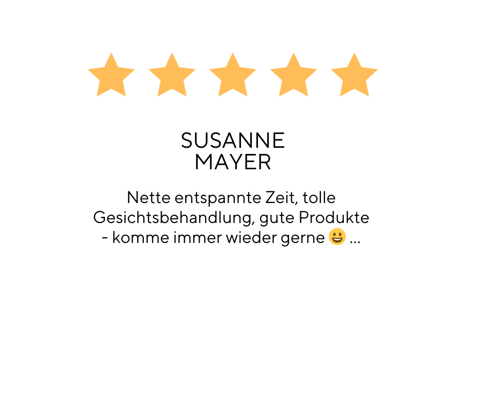 Ein Bild einer Bewertung von Susanne Mayer mit fünf Sternen.