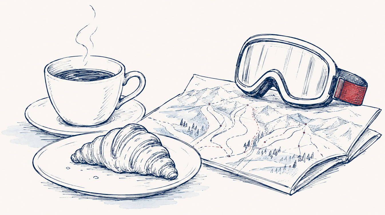 A hand-drawn croissant illustration