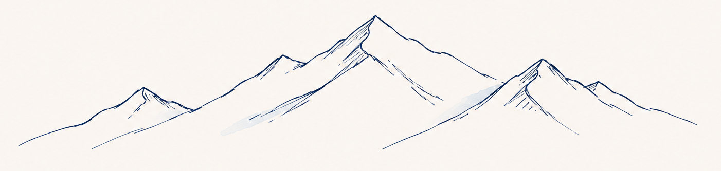 A hand-drawn mountain landscape
