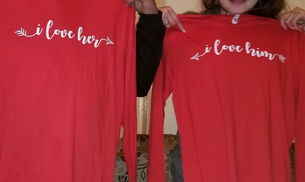 Two red shirts with