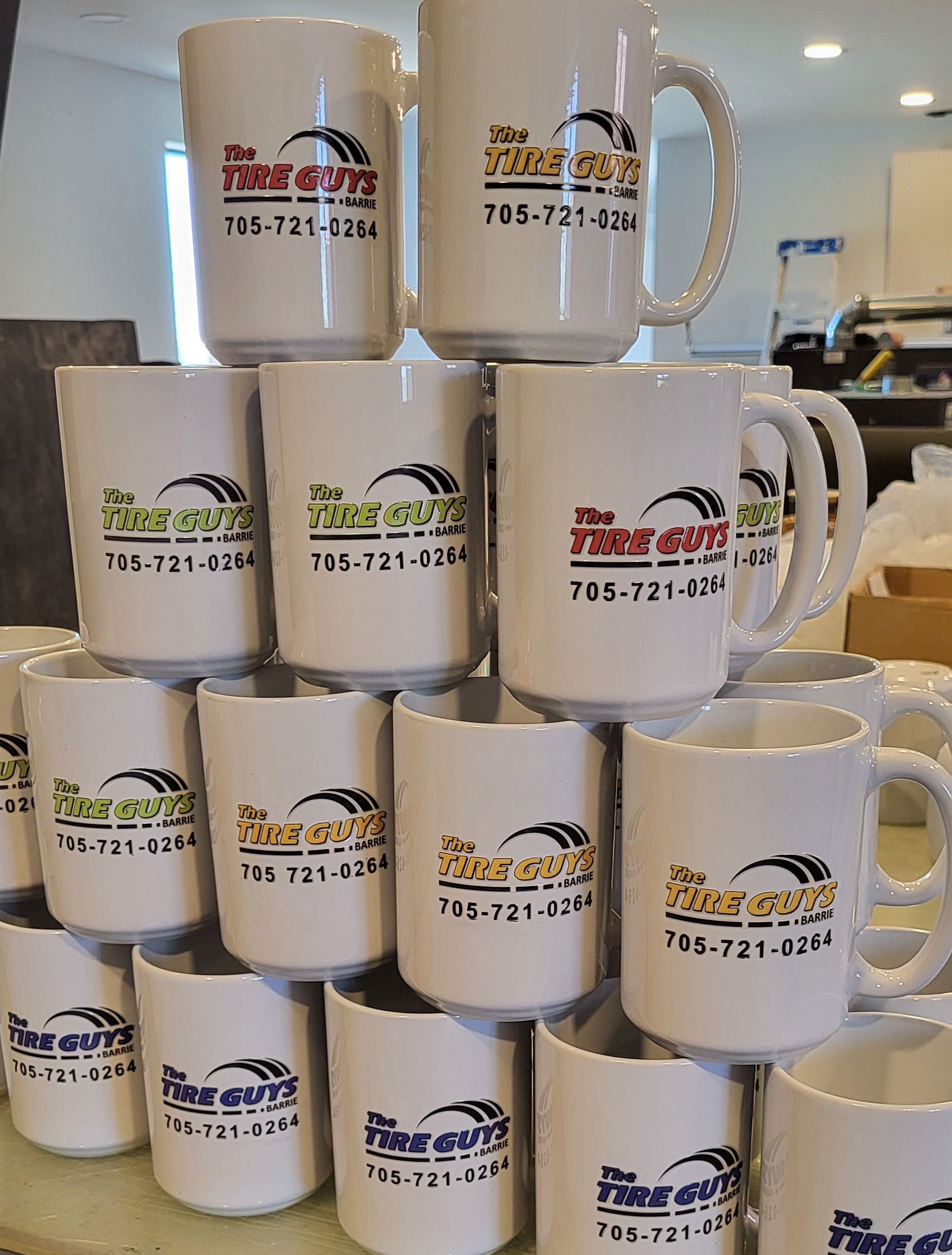 White mugs stacked with 