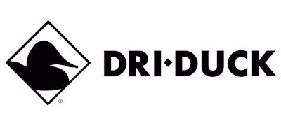 Black and white Dri-Duck logo: duck silhouette inside a diamond, next to the text "DRI DUCK."