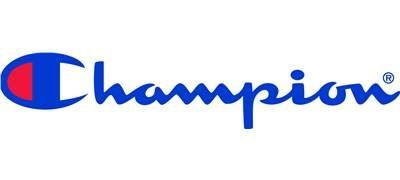 Champion logo: blue wordmark with a red and blue emblem.