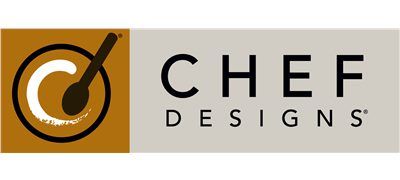 Logo for Chef Designs, featuring a spoon inside a circle and the company name.