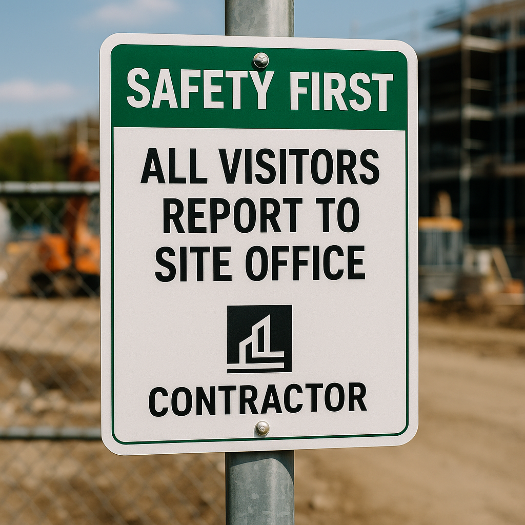 Aluminum Signage Green and white sign: