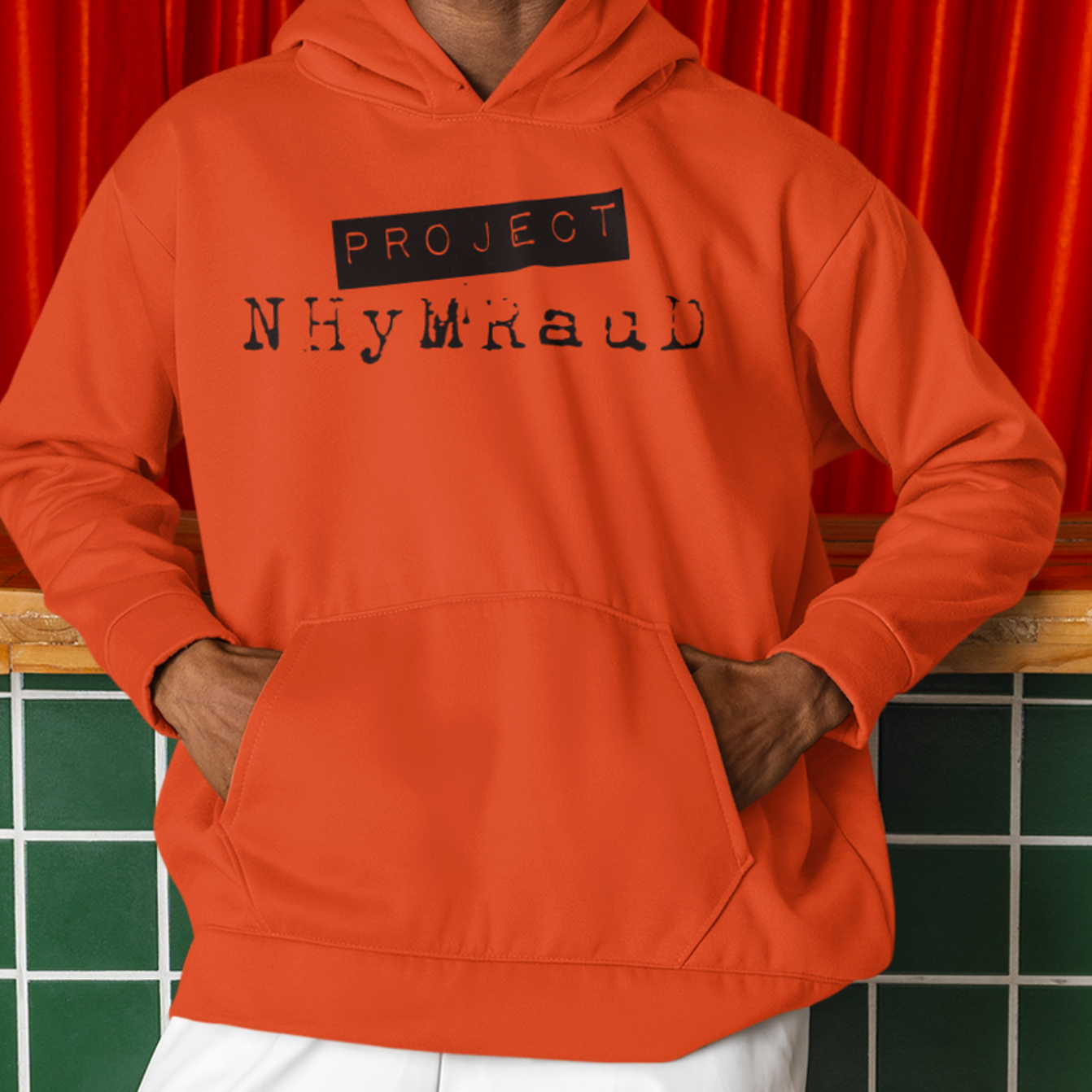 Orange hooded sweatshirt with