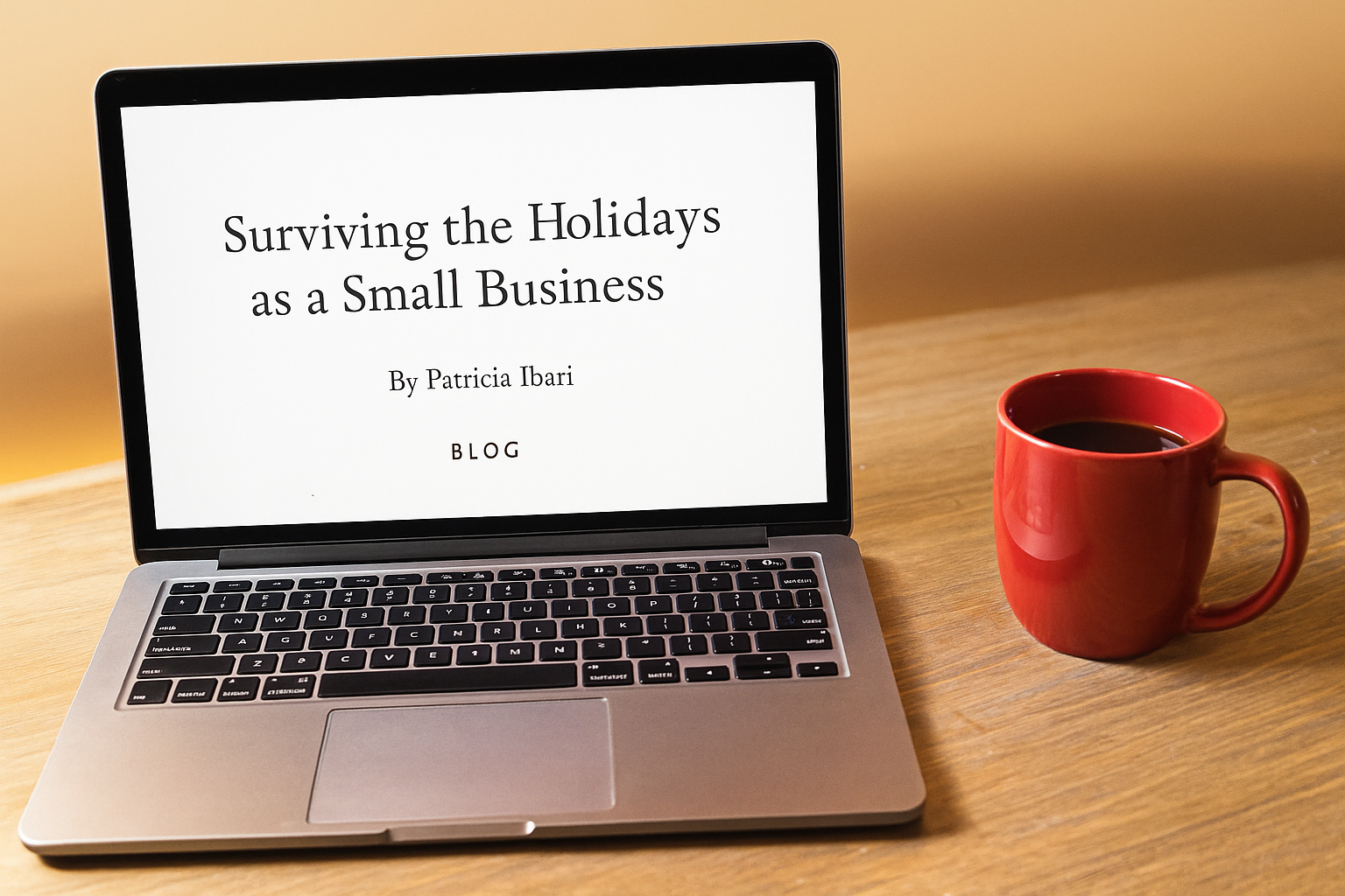 Laptop with blog titled 