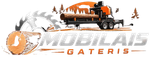 MOBILAIS GATERIS logo with an orange construction truck and winter scene