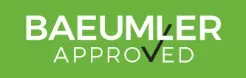 A green background with white text that says baeumler approved