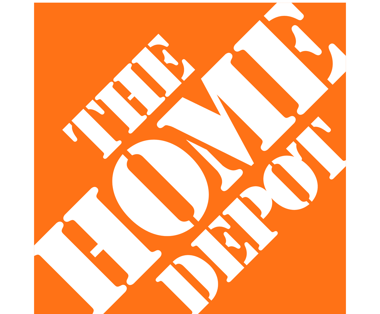 An orange and white logo for the home depot