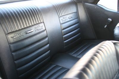 A close up of the back seat of a car