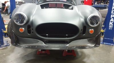 A car is on a lift