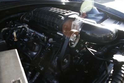 A close up of the engine of a car