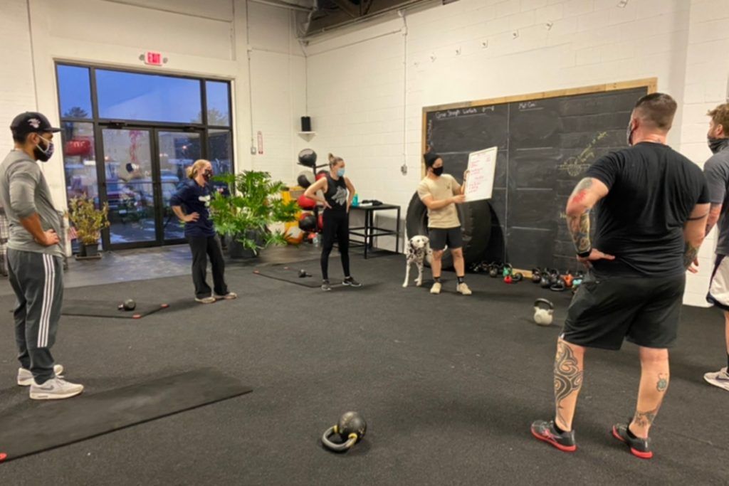 kettlebell class, coaching and instruction.