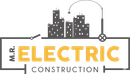 M.R. Electric Construction logo with city skyline, power line, and yellow “ELECTRIC” text