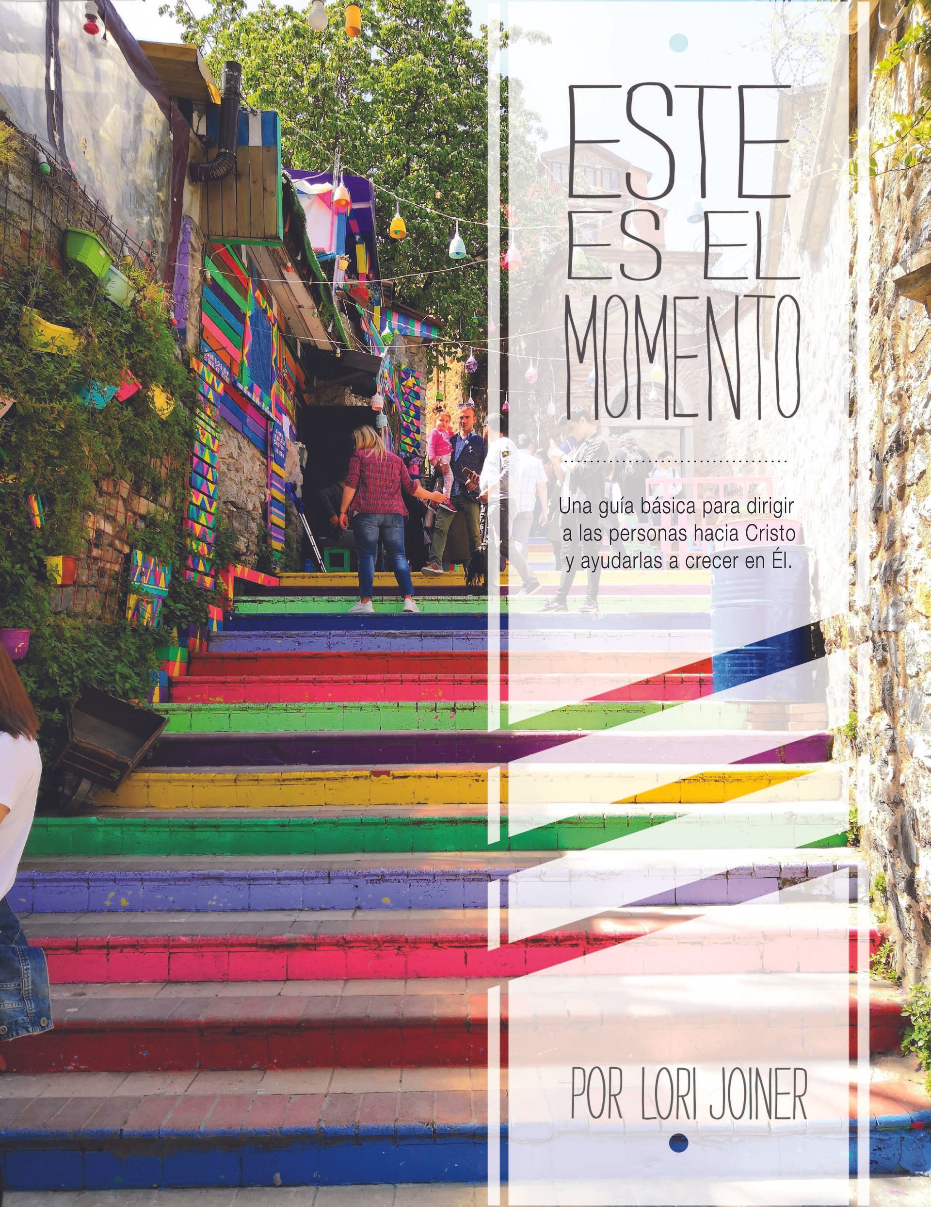 A person is walking down a set of colorful stairs.