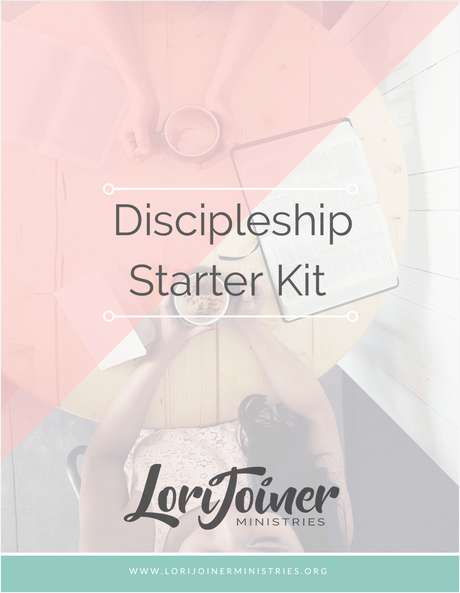 It is a discipleship starter kit with a picture of a woman holding a cup of coffee.