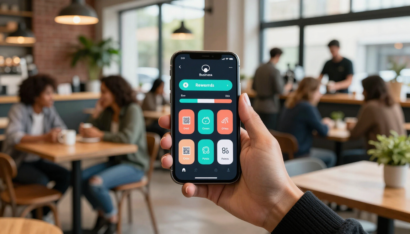 Mobile app being used in a Brisbane cafe