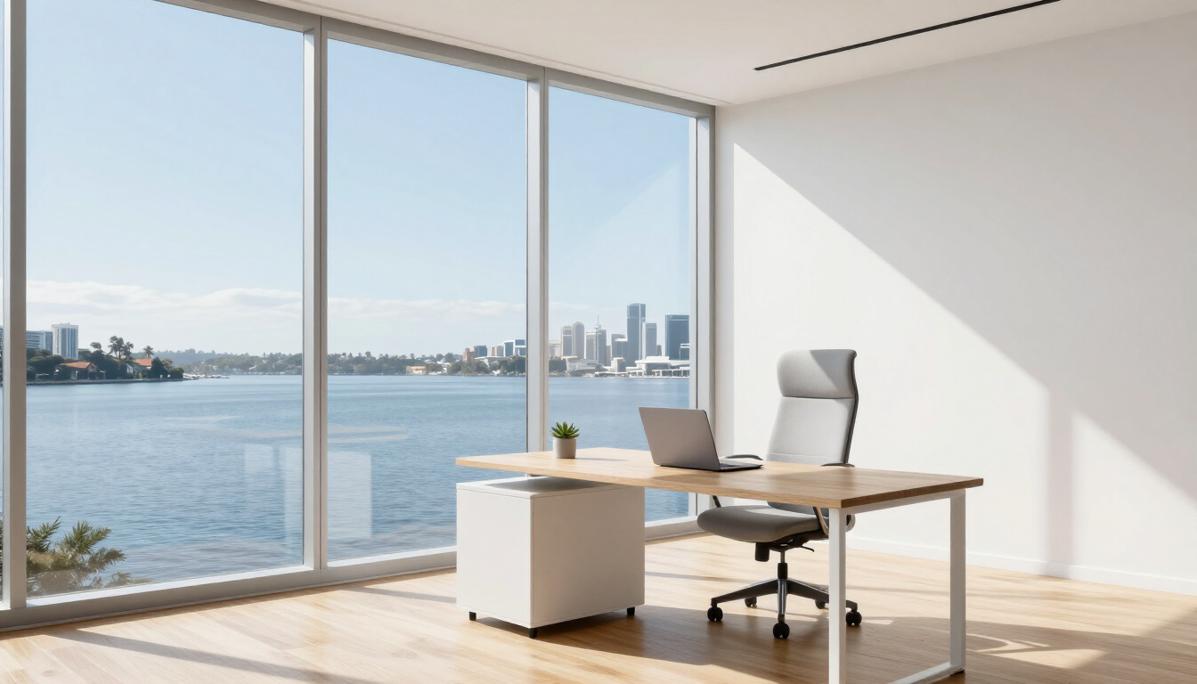 Modern office overlooking Wynnum waterfront representing digital success.