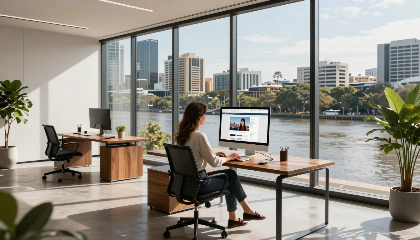 Professional website design project in a modern Brisbane office setting.