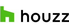 The houzz logo is green and black on a white background.