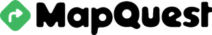 A black and green logo for mapquest on a white background