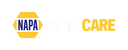 NAPA AutoCare logo with blue NAPA in a yellow hexagon and yellow 