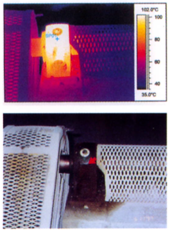 A picture of a radiator and a picture of a temperature chart