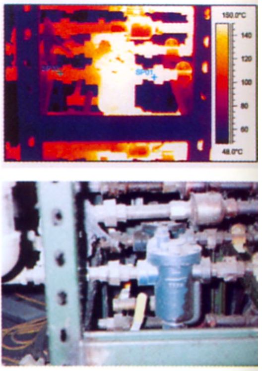 A picture of a machine and a picture of a thermometer
