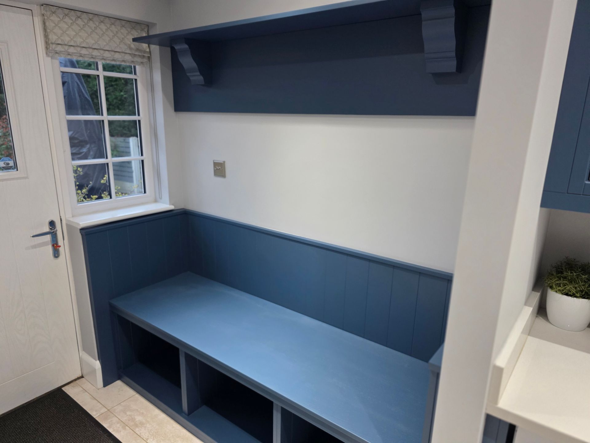 Blue kitchen cupboard respray in Ashby-de-la-Zouch