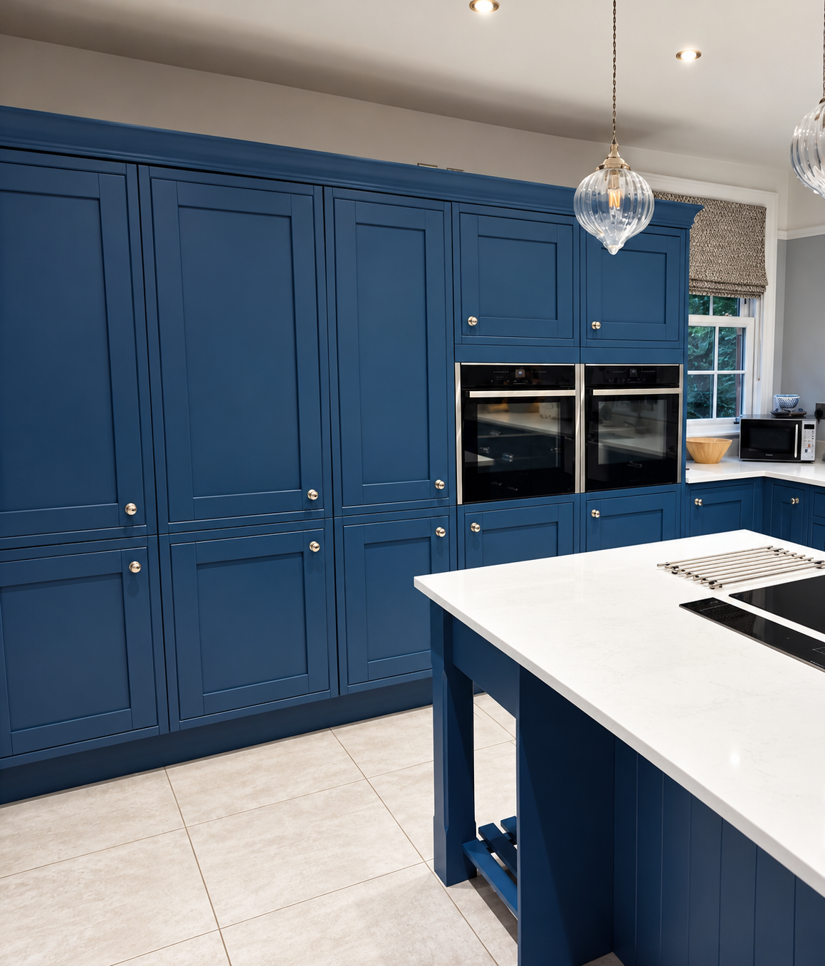 Bespoke kitchen seating resprayed in Farrow & Ball Stiffkey Blue
