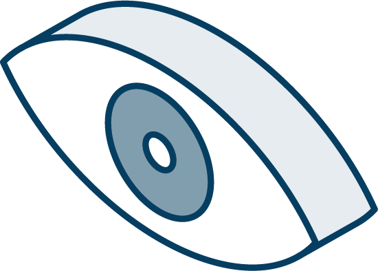 A drawing of an eye with a circle in the middle.