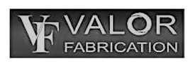 A black and white logo for valor fabrication