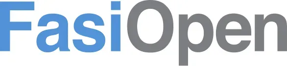 Logo di FasiOpen con testo blu e grigio su sfondo bianco.