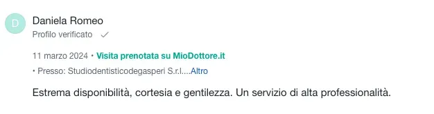 Screenshot di una chat di Telegram con Daniela Romeo, contenente una breve presentazione professionale e una nota sulla sua disponibilità.