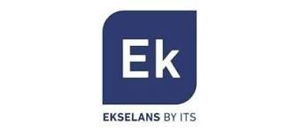 Logo quadrato blu con la scritta bianca “Ek” e il testo “EKSELANS BY ITS” sotto