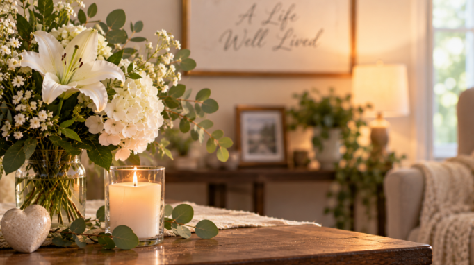 Alt Text: Memorial flowers for cremation services in Grand Prairie, TX