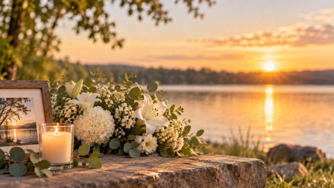 Alt Text: Memorial flowers for cremation services in Mansfield, TX