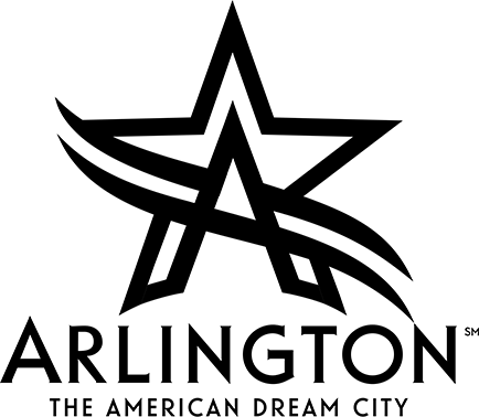 Arlington city logo: black star with swoosh lines, and
