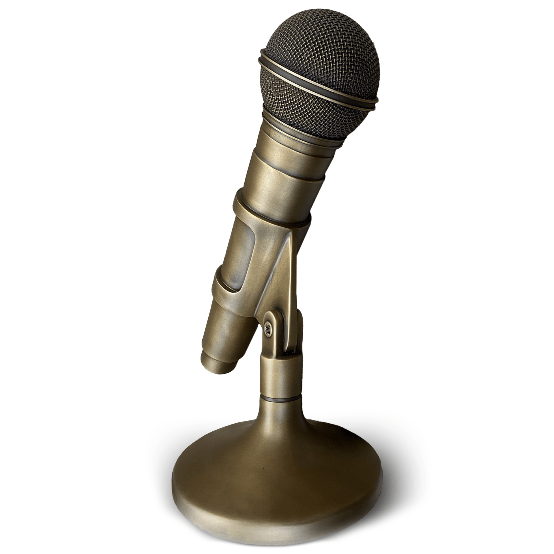 2-foot-tall bronze microphone created using 3D printing and the lost wax casting method