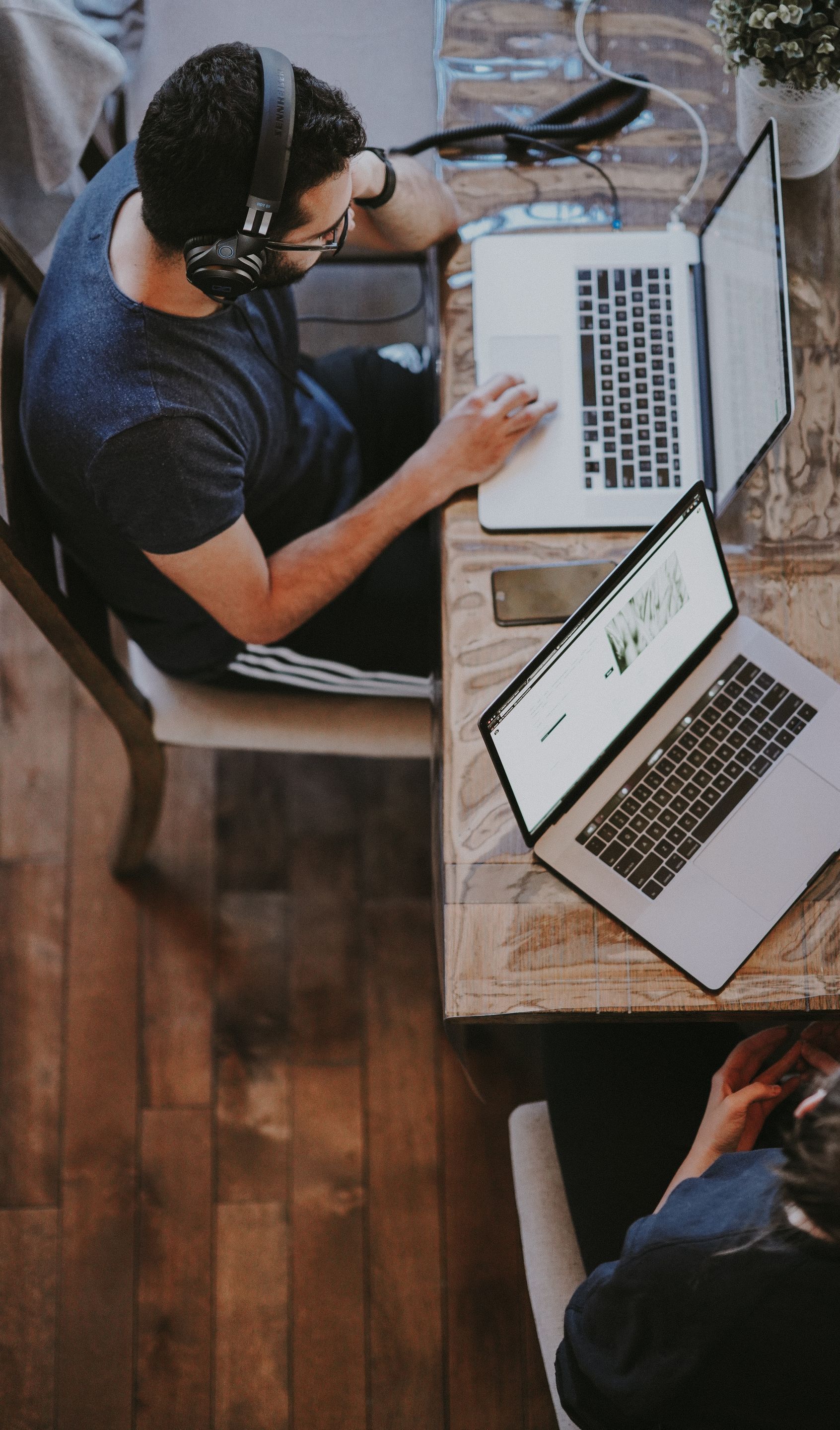 man working on laptop