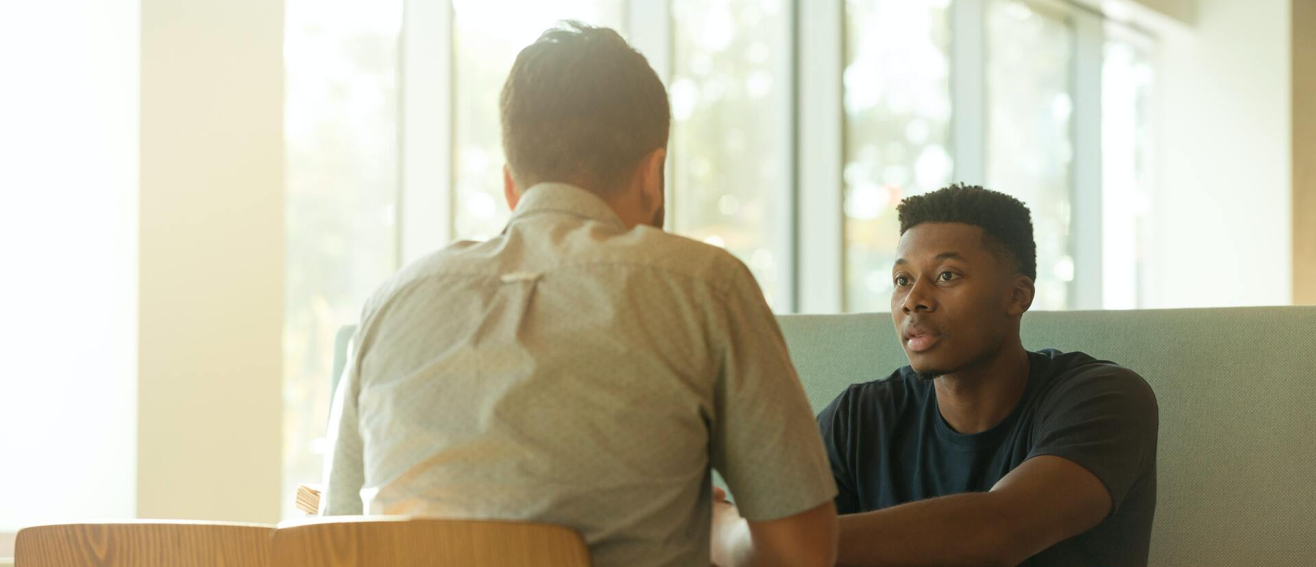 two men talking
