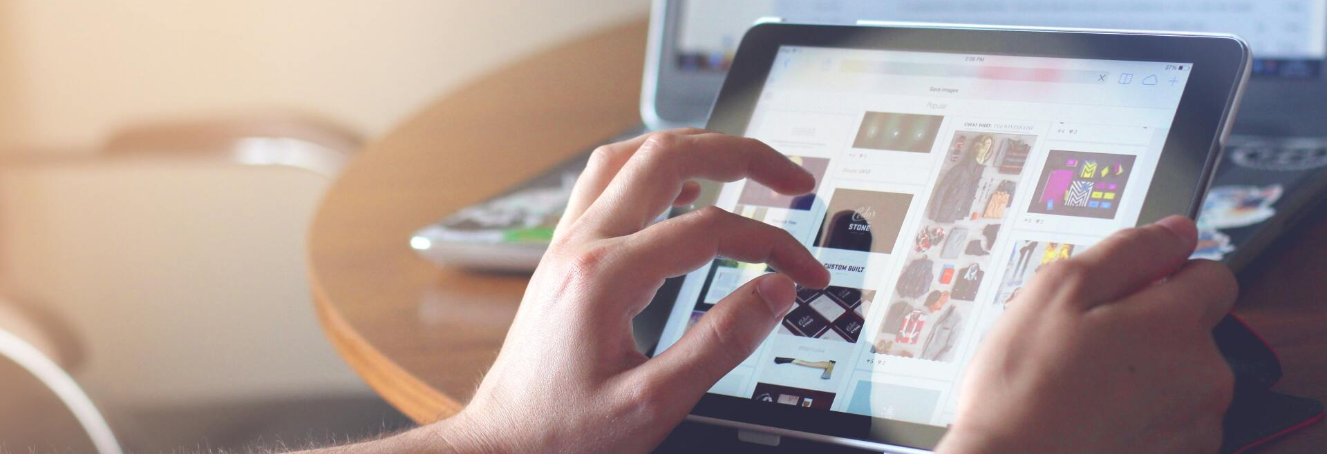 person using tablet