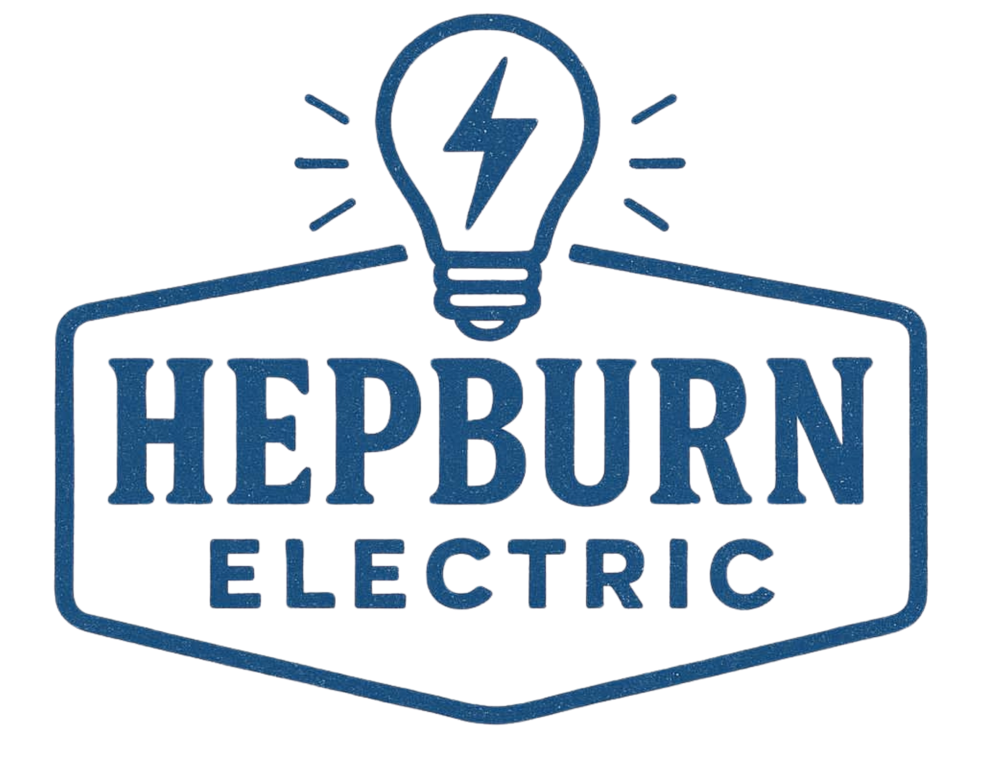 Hepburn Electric logo with blue and gold text, lightning bolt icon, and βEst. 1986β beneath.
