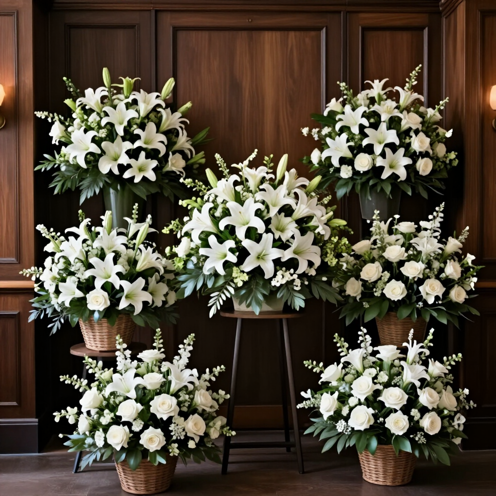 Coronas de flores blancas