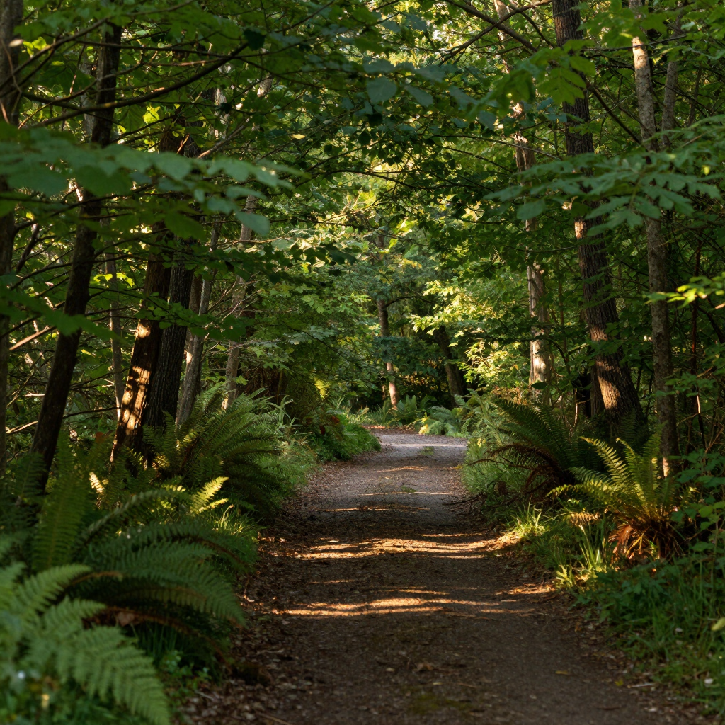Sendero en un bosque verde