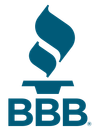 BBB logo with a stylized torch in teal. The letters 