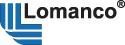 Logo for Lomanco, a company name with a blue design element.